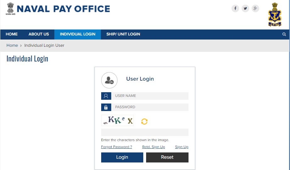 Naval Pay Office Login For Individual