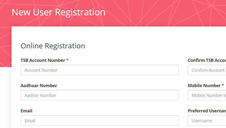 TSB Online registration Login