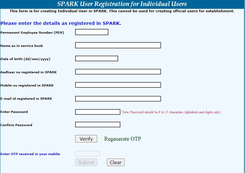 register for Spark portal