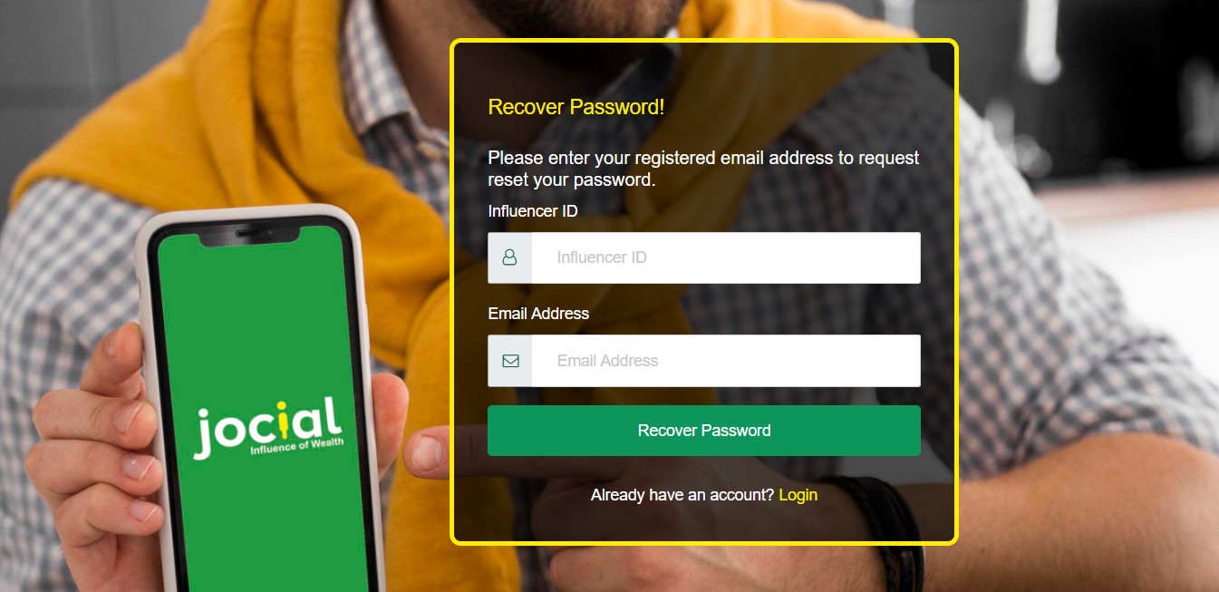 recover jocial login password