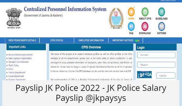 JK Police Salary Payslip