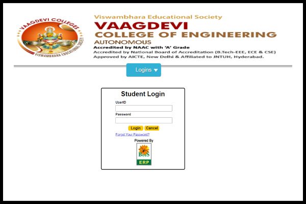 Vaagdevi College of Engineering Student Login